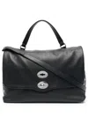Zanellato Medium Postina Leather Shoulder Bag In Black