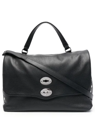 Zanellato Postina Daily Medium Leather Handbag In Black