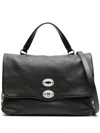 Zanellato Medium Postina Leather Shoulder Bag In Black