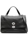 Zanellato Medium Postina Leather Shoulder Bag In Black