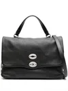 Zanellato Medium Postina Leather Shoulder Bag In Black