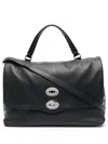 Zanellato Medium Postina Leather Shoulder Bag In Black