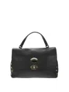 Zanellato Small Leather Handbag With Adjustable Shoulder Strap In Black