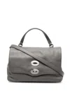 Zanellato Postina Rimboccata Tokyo Baby Leather Handbag In Gray