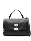 Zanellato Tumbled Leather Medium Postina Daily Day Bags In Black