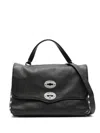 Zanellato Leather Shoulder Bag Adjustable Strap In Black