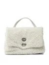 Zanellato Small Postina Shearling Top Handle Bag In White