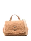 Zanellato Camel Brown Faux Shearling Shoulder Bag With Adjustable Strap In Brown