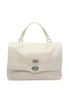 Zanellato Postina® Double-fastening Leather Tote Bag In White