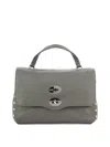 Zanellato Small Postina Tumbled Leather Shoulder Bag In Gray
