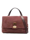 Zanellato Postina Jones Medium Suede Leather Handbag In Red