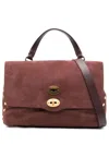 Zanellato Postina Jones Medium Suede Leather Handbag In Burgundy