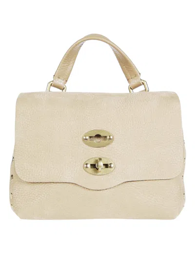 Zanellato Postina Jones Nabuk Baby Pebbled Leather Handbag In White