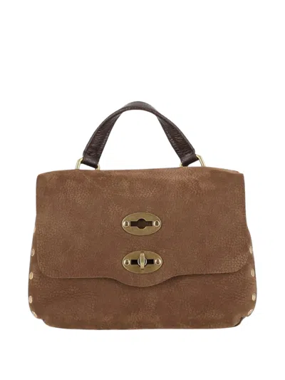 Zanellato Postina Jones Nabuk Nubuck Shoulder Bag In Brown