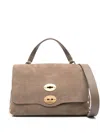 Zanellato Postina Jones Small Suede Leather Handbag In Gray