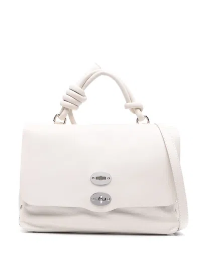 Zanellato Postina Knot M Leather Tote Bag In White Bianco Latte