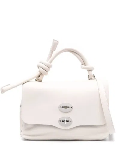 Zanellato Postina Knot S Leather Tote Bag In White Bianco Latte