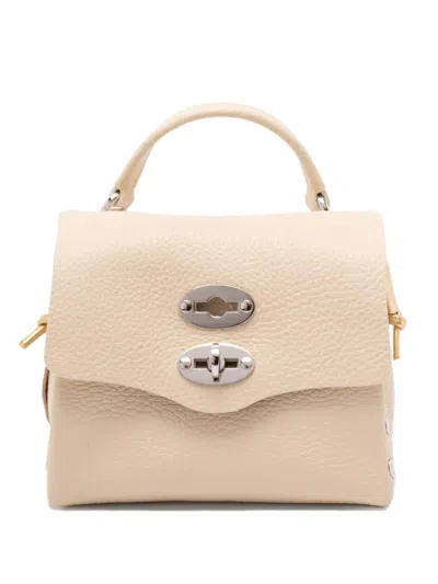 Zanellato Postina Leather Top-handle Studded Shoulder Bag In Neutral
