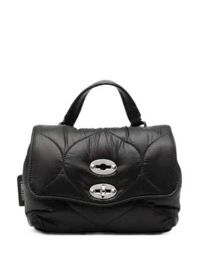 Zanellato Postina Lunaria Baby Leather Handbag In Black