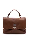 Zanellato Postina Medium Tote Bag In Brown Leather In Burgundy