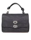 Zanellato Postina Midollino S Bag In Raffia Color Black In Black