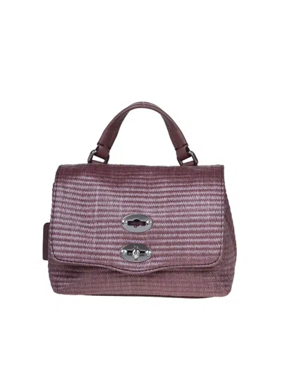 Zanellato Raffia Bag That Can Be Carried By Hand Or Over The Shoulder In Purple