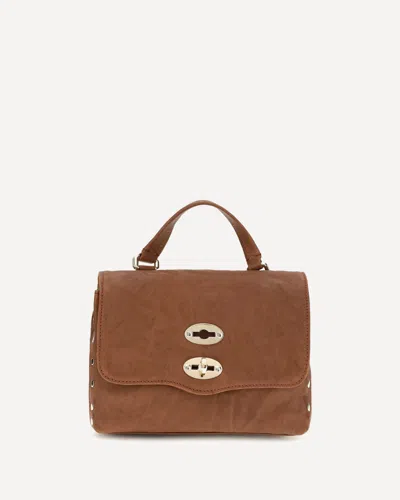 Zanellato Postina Officina Suede Top Handle Bag In Brown