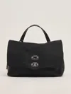Zanellato Black Leather Postina Baby Top Handle Bag In Black