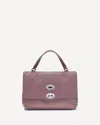 Zanellato Soft Leather Shoulder Bag With Multiple Carrying Options In Purple