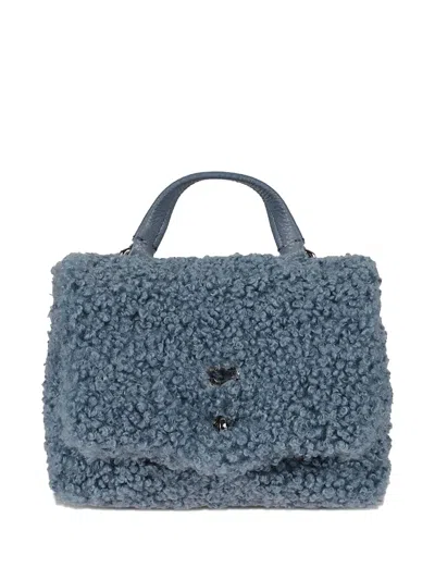 Zanellato Postina Shearling Top-handle Tote Bag In Blue