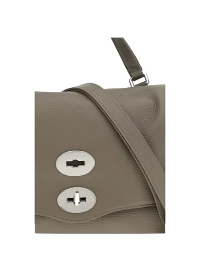 Zanellato Gray Calf Leather Bos Taurus Shoulder Bag In Multi