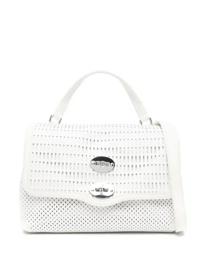 Zanellato Postina Small Bag In Perforated Leather In White