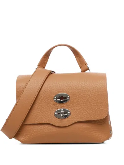 Zanellato Postina Stud-embellished Leather Shoulder Bag In Brown