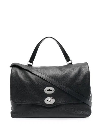 Zanellato Postina Stud-embellished Leather Shoulder Bag In Black