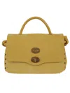 Zanellato Textured Leather Handbag With Flap Closure In Yellow Burano