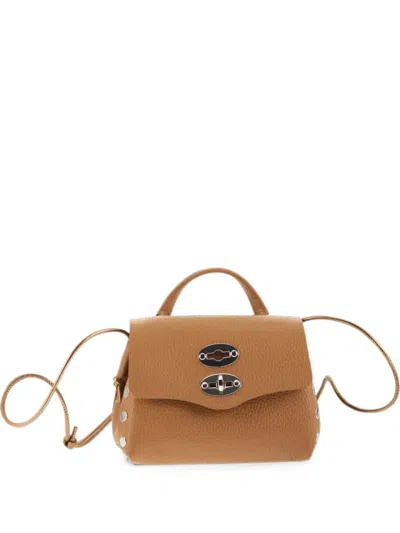 Zanellato Postina Super Baby Hammered-leather Tote Bag In Brown