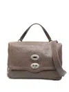 Zanellato Postina Tabacco Baby Leather Handbag In Gray