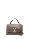 Zanellato Postina Tabacco Baby Leather Handbag In Gray