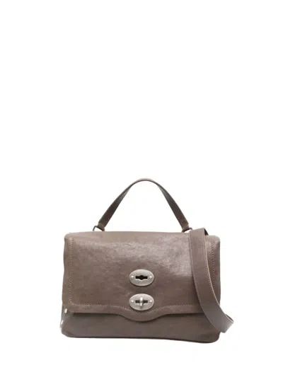 Zanellato Postina Tabacco Baby Leather Handbag In Gray