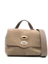 Zanellato Baby Suede Leather Handbag With Studded Detailing In Neutral