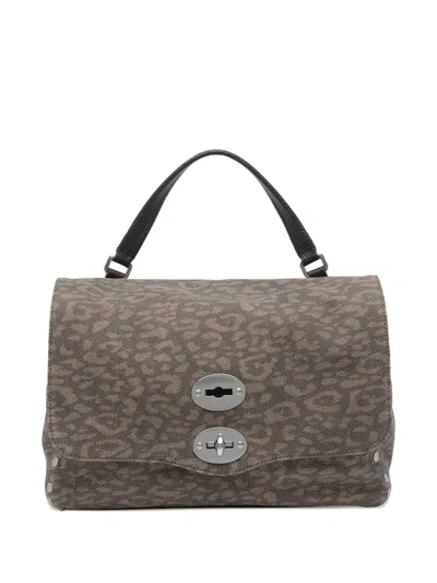 Zanellato Postina Turn-lock Animal-print Tote Bag In Gray