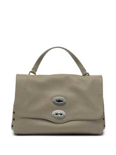 Zanellato Postina Turnlock Leather Tote Bag In Gray
