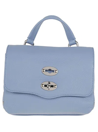 Zanellato Postman Bag In Textured Calf Leather In Blue