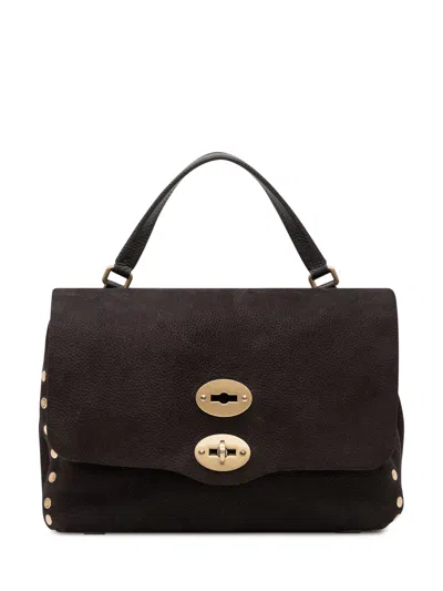 Zanellato Postman Jones Small Nabuk Shoulder Bag In Black