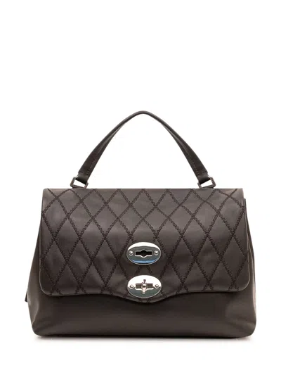 Zanellato Postman Small Satchel Bag In Black Riso Venere