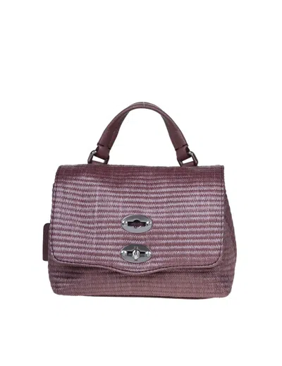 Zanellato Raffia Bag That Can Be Carried By Hand Or Over The Shoulder In Violet