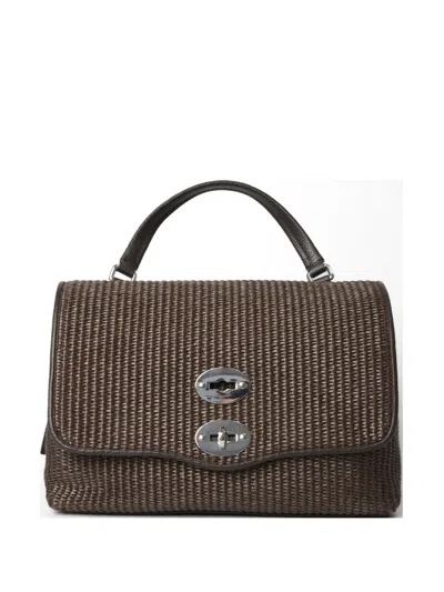 Zanellato Raffia Turn-lock Tote Bag In Brown