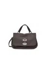 Zanellato Rectangular Handbag With Silver-tone Turn-lock Closure In Gray