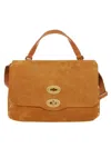 Zanellato Rectangular Suede Leather Shoulder Bag In Brown