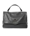 Zanellato Hammered Leather Small Tote With Twist-lock Closure In Black